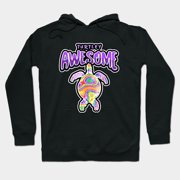 Turtley Awesome Rainbow Sea Turtle Love Hoodie by SartorisArt1